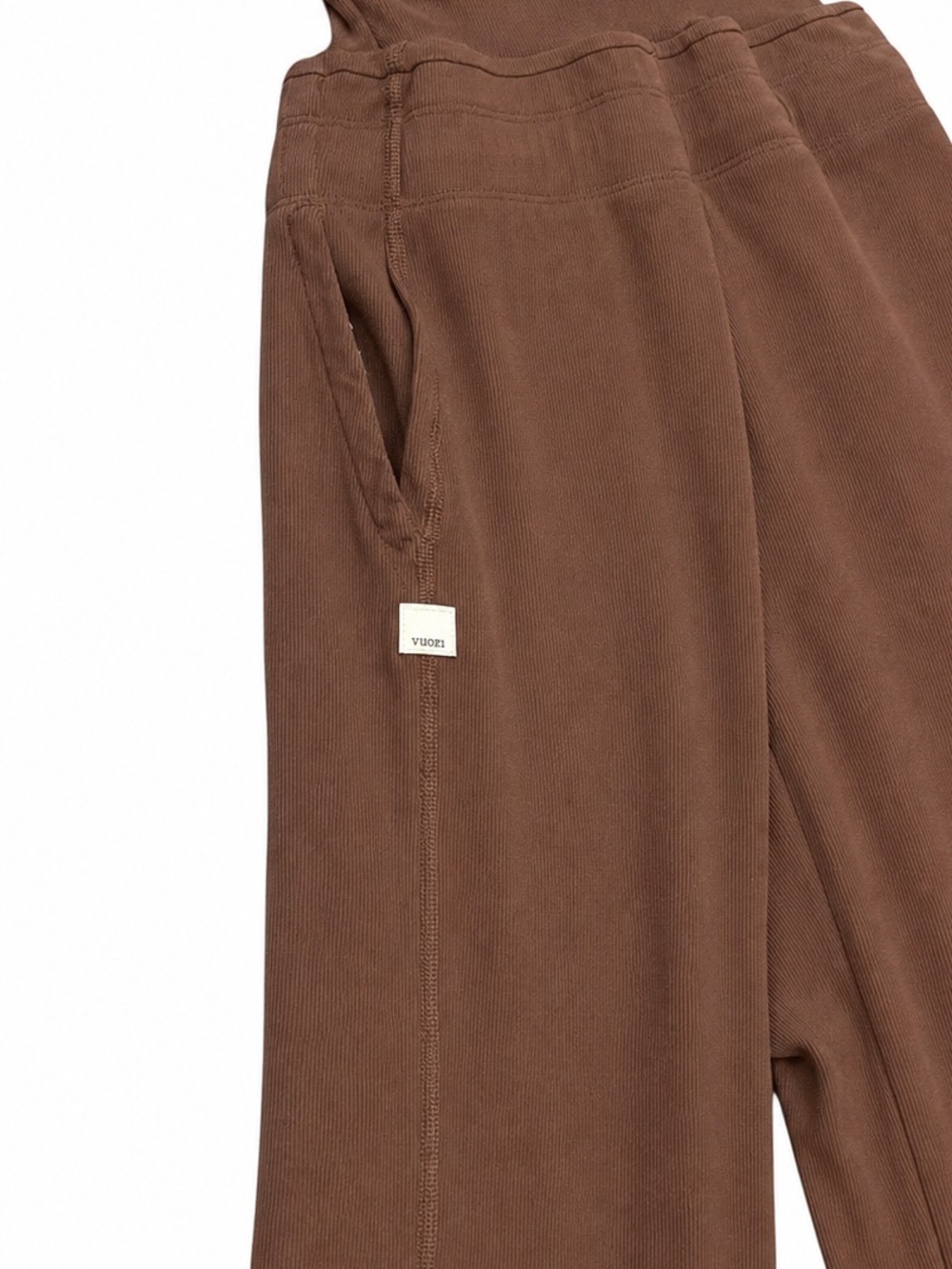 VUORI Pose Mudra Jumpsuit Wide Leg Ribbed Waist Drawstring Hazelnut Brown - Picture 8 of 8
